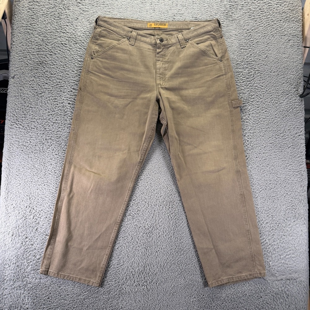 Lee Pant Men's 40x30 Beige Cotton Canvas Carpenter Straight Utility Workwear